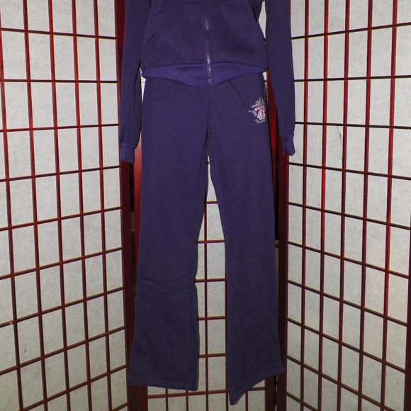 NWT Jrs 2PC Purple Jog Set Flare Pants Zip Up Hoodie Swalosky - Picture 3 of 10